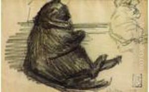Etude De Chat Allonge by Theophile Alexandre Steinlen