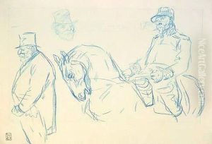Militaire A Cheval Et Bourgeois De Profil Militaire A Cheval Et Bourgeois De Profil