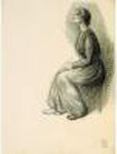 Jeune Femme Assise De Profil - view 1