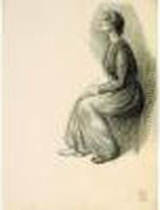 Jeune Femme Assise De Profil by Theophile Alexandre Steinlen