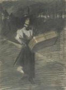 Girl With A Suitcase by Theophile Alexandre Steinlen
