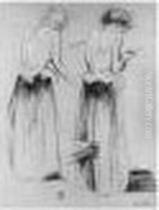 Deux Etudes De Femmes Vues De Dos by Theophile Alexandre Steinlen