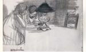 Jeunes Filles A La Lecture by Theophile Alexandre Steinlen