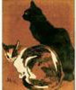 Chat Noir, Chat Roux by Theophile Alexandre Steinlen