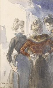 Trois Femmes Discutant by Theophile Alexandre Steinlen