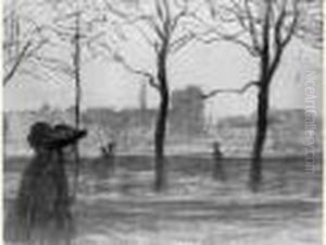 Silhouettes De Femmes Sur Les Quais De L'hotel De Ville by Theophile Alexandre Steinlen