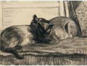 Cats Sleeping In The Studio, April 3 by Theophile Alexandre Steinlen