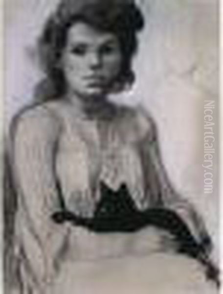 Jeune Fille Au Chat - view 1
