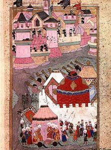 TSM H.1524 Siege of Vienna by Suleyman I 1494-1566 the Magnificent, in 1529, from the Hunername by Lokman, 1588 by I the Magnificent Suleyman