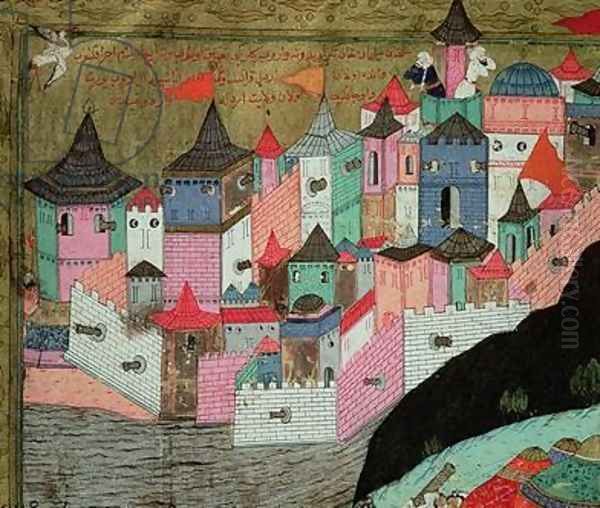 The Siege of Belgrade in 1521, illustration from The Military Campaigns of Suleyman I 1494-1566 the Magnificent The Hunername by Lokman, published 1588 - view 1
