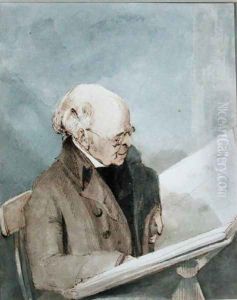 Mr Taylor, Haymans pupil, in the Print Room of the British Museum, c.1820 by John Thomas Smith