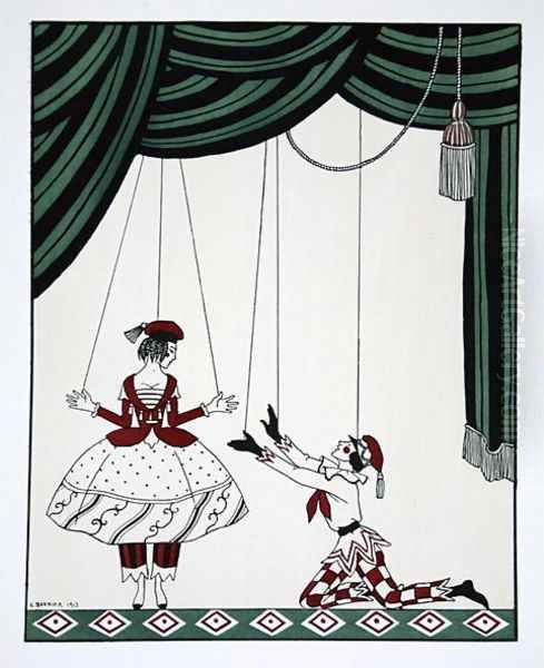 Petroushka, from the series Designs on the dances of Vaslav Nijinsky 1889-1950. Georges Barbier 1882-1932, Pochoir Print - view 1
