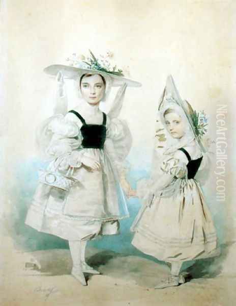 Portrait of the Grand Princesses Olga and Alexandra in Fancy Dress, 1830s - view 1