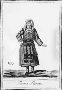 Finnish woman in traditional costume, engraved by J. Laroque by Sauveur, J.G.