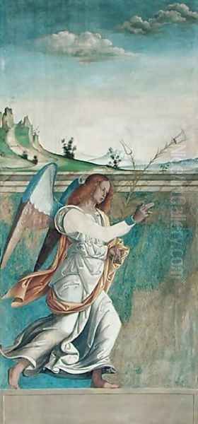 Angel Gabriel, annunciation panel originally forming one of the outside shutters of the organ in San Bartolomeo, Vicenza - view 1