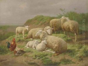 Sheep and Roosters in a Pasture by Theo van Sluys