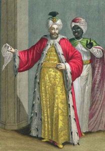 The Grand Lord, in his seraglio with the Kislar Agassi, 18th century by Philippe Simonneau