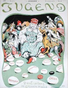 Egg Dance, cartoon on the First Hague Peace Conference, from the German magazine Jugend, 29th July 1899 by Arpad Schmidhammer