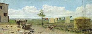 The Farmyard by Raffaello Sernesi