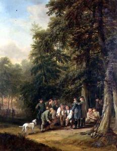 The Kill at a Foxhunt Attended by an Artist Sketching, 1770 by and Kraus, G.M. Schutz, C.G. the Elder