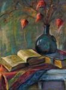 Still Life Of Books And Chinese Lanterns by Joseph Stella