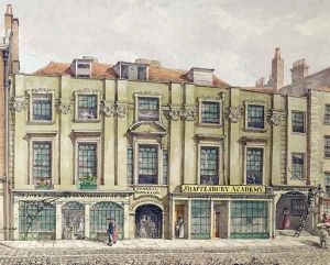 Shaftesbury House, Aldersgate Street, London, 1819 by Robert Blemell Schnebbelie