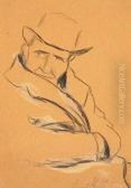 Seated Man With Hat - view 1