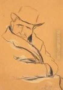 Seated Man With Hat by Joseph Stella