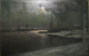 Vue Nocturne De L'escaut by Romain Steppe