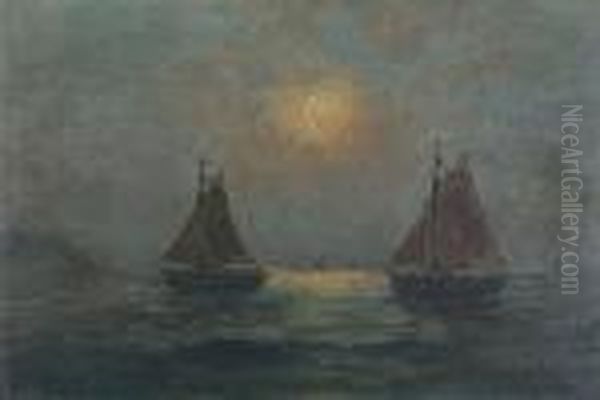 Marine Met Zeilboten Bij Maanlicht - view 1