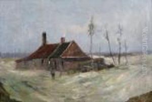 Sneeuwlandschap Met Jongetje