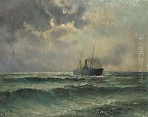 Stoomboot Op Volle Zee Stoomboot Op Volle Zee