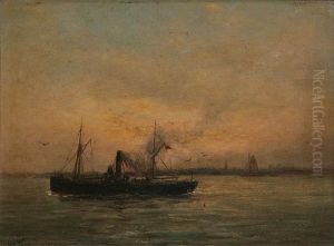 Stoombootje Op De Schelde by Romain Steppe