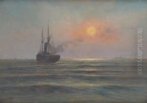 Coucher De Soleil En Mer Dunord by Romain Steppe