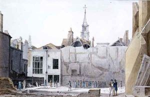 Demolition of Saddlers Hall, Cheapside, City of London, 1821 by Robert Blemell Schnebbelie