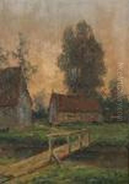 ""petit Pont / Soir D""ete"" Panel. Signed ""romain Steppe"" - view 1