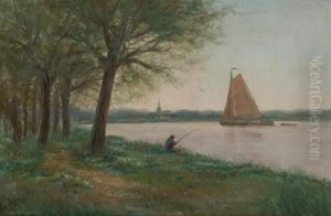 Pecheur Au Bord De L'escaut by Romain Steppe