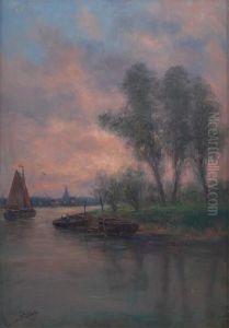 Coucher De Soleil Sur L'escaut by Romain Steppe