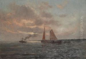 Marine With Steamer And Yacht