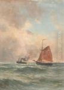 Marine With Yacht And Steamer by Romain Steppe