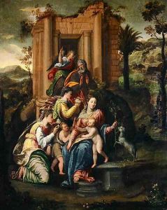 The Holy Family surrounded by Saints by Sigismondo (Mondino) Scarsellino