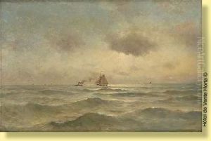 Voilier Et Vapeur En Mer Du Nord