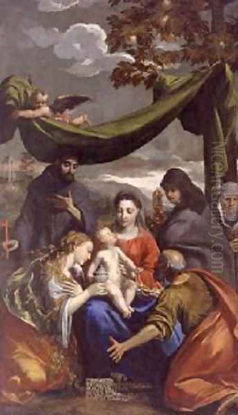 The Virgin and Child with Saints Mary Magdalene, Peter, Clare, and Francis and an Abbess 1600 - view 1