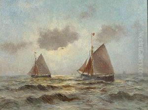 Zeilbootjes Op Zee. Zeilbootjes Op Zee.