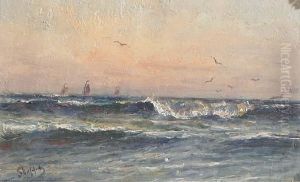Automne A La Cote Flamande: Sunset Over The Sea by Romain Steppe