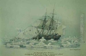 Incidents on a Trading Journey- HMS Terror Making Fast to an Iceberg in Hudsons Strait, August 18th 1836 by Lieutenant Smyth