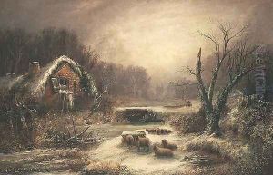 A Wooded Winter Landscape, 1857 by William Thomas Such