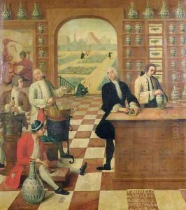 The Apothecary C. Morelot b.17 February 1719 in his pharmacy, 175 The Apothecary C. Morelot b.17 February 1719 in his pharmacy, 175