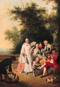 A fete champetre, on a terrace by Joseph Conrad Seekatz