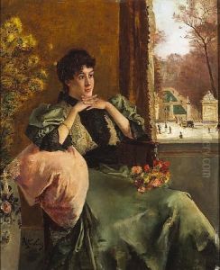 Femme Pensive Pres D'une Fenetre by Aime Stevens